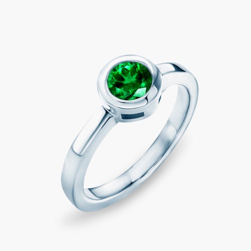 Pierścionek zaręczynowy SAVICKI: białe złoto, szmaragd